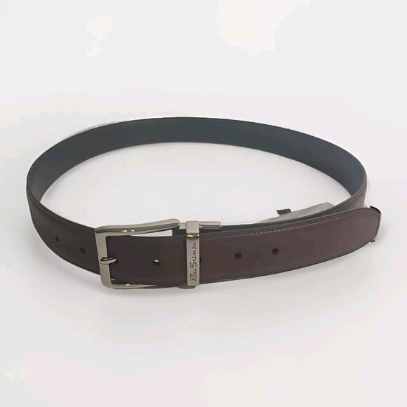 2PCS Ben Sherman Men's Reversible Belt Black And Btown SZ Medium - Picture 2 of 6